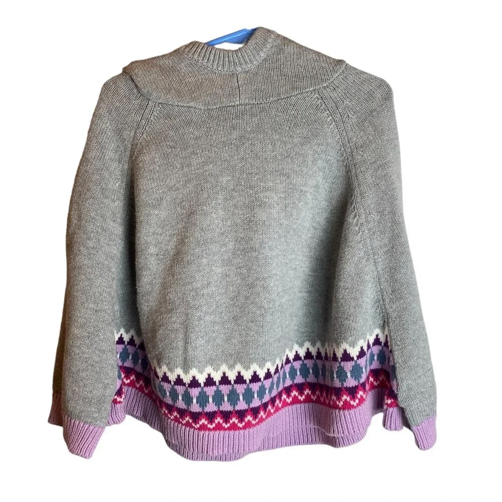 Gymboree Prima Ballerina Gray Purple Pullover Hooded Poncho Sweater Size 3T